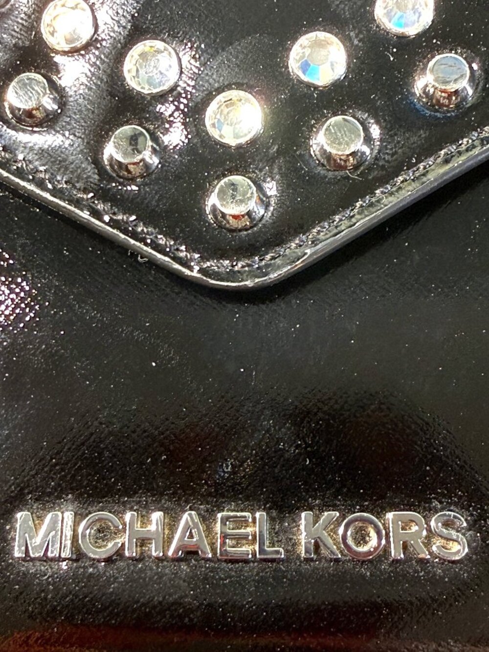 Michael Kors Jet Set Travel Jewel Studded Patent Leather Large Envelope Clutch - Picture 2 of 11
